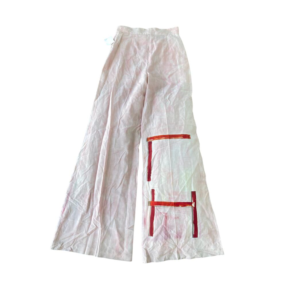 AKRIS Ohayo Floretta Wide Leg Trousers Dress Pants Abstract Calligraphy Printed - Picture 11 of 15